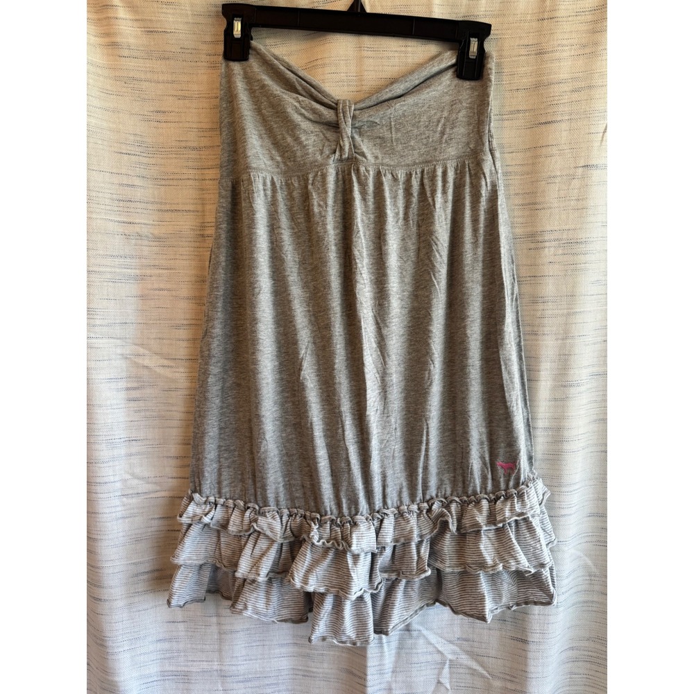 Victorias Secret PINK Gray Strapless Ruffle Mini Dress Beach Coverup Sweetheart